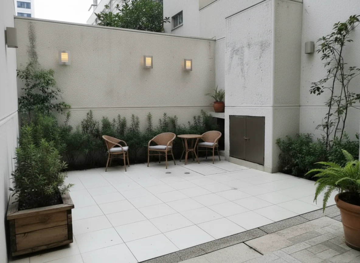 Terraza privada con muebles de exterior, ideal para relajarse.