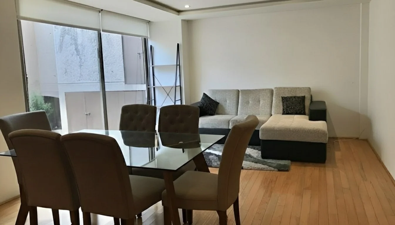 Sala-comedor con ventanales que permiten abundante luz natural.